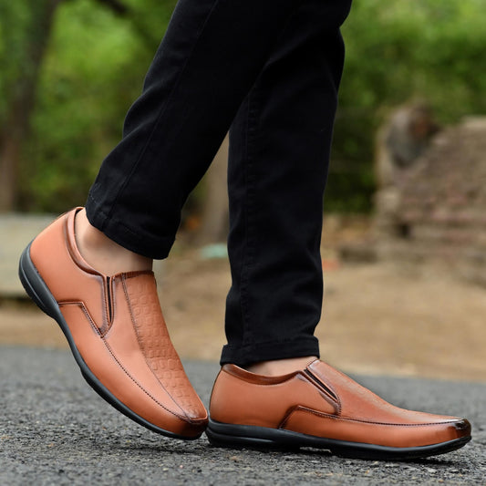 Men's Tan Formal Synthetic Leather Loafers